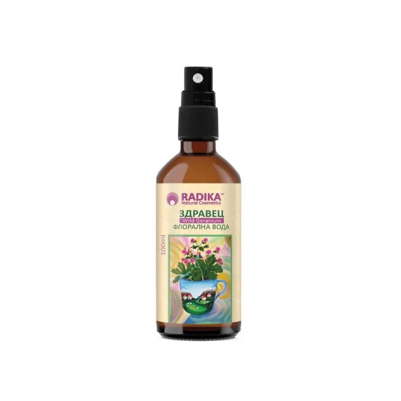 ФЛОРАЛНА ВОДА от ЗДРАВЕЦ, тъмен стъклен флакон със спрей, Radika, 100ml